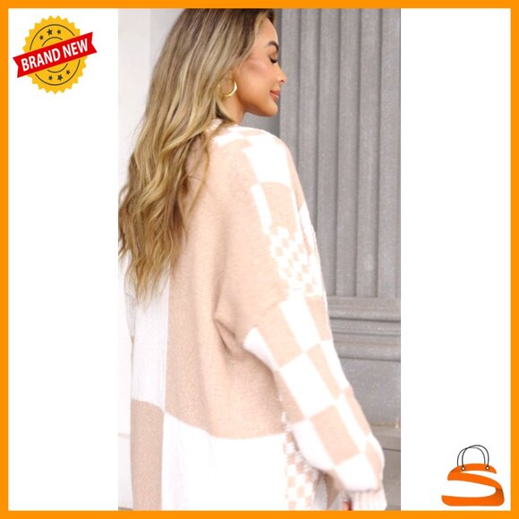 Oversized Chunky Knit Cardigan Open Front Batwing Sleeve Y2K Chic Sweater - Picture 6 of 6